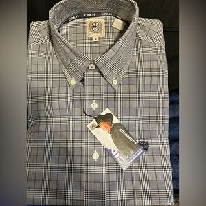 New Cinch size small long sleeve black/gray/white button down with tags shirt
